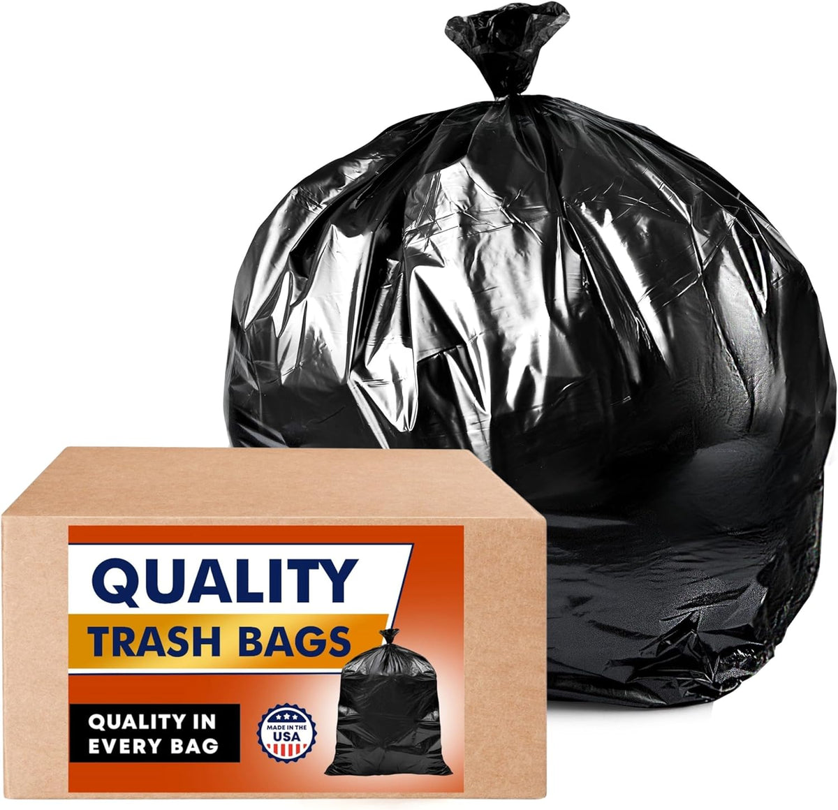 Veska 55-60 Gallon Trash Bags Heavy Duty (MegaValue 100 Bags w/Ties) 50-60 Gallon Large Black