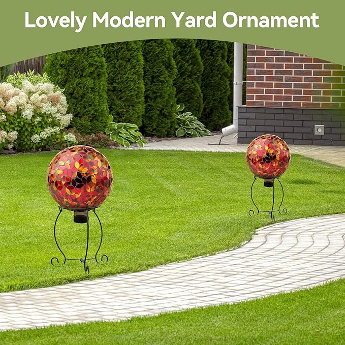 Lily's Home Metal Gazing Ball Stand for 8-10 inch Metal and Glass Garden Gazing Globes. Black.