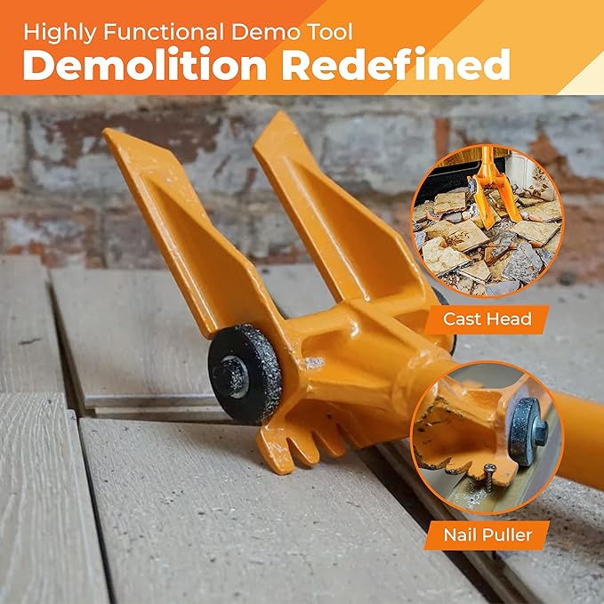 Gutster 60" Round Handle Demolition Bar - Ultimate Flooring/Hardwood Demolition Tool - Long Handle