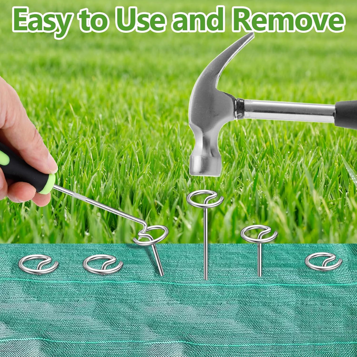 120 Pcs Landscape Staples, Thickened 8 Gauge Circle Top Landscape Fabric Pins, 6 Inch Galvanized