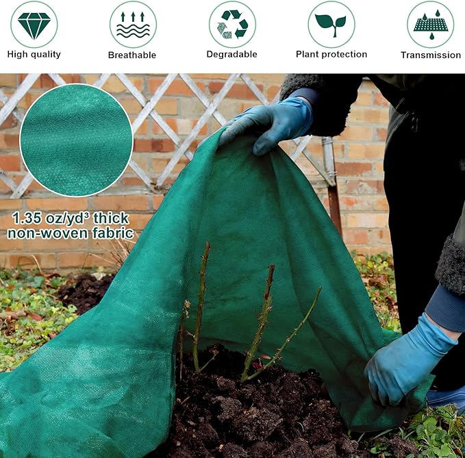 NNG 10x10ft Plant Covers Freeze Protection Frost Blankets 1.35oz/yd² Non-Woven Fabric Floating Row