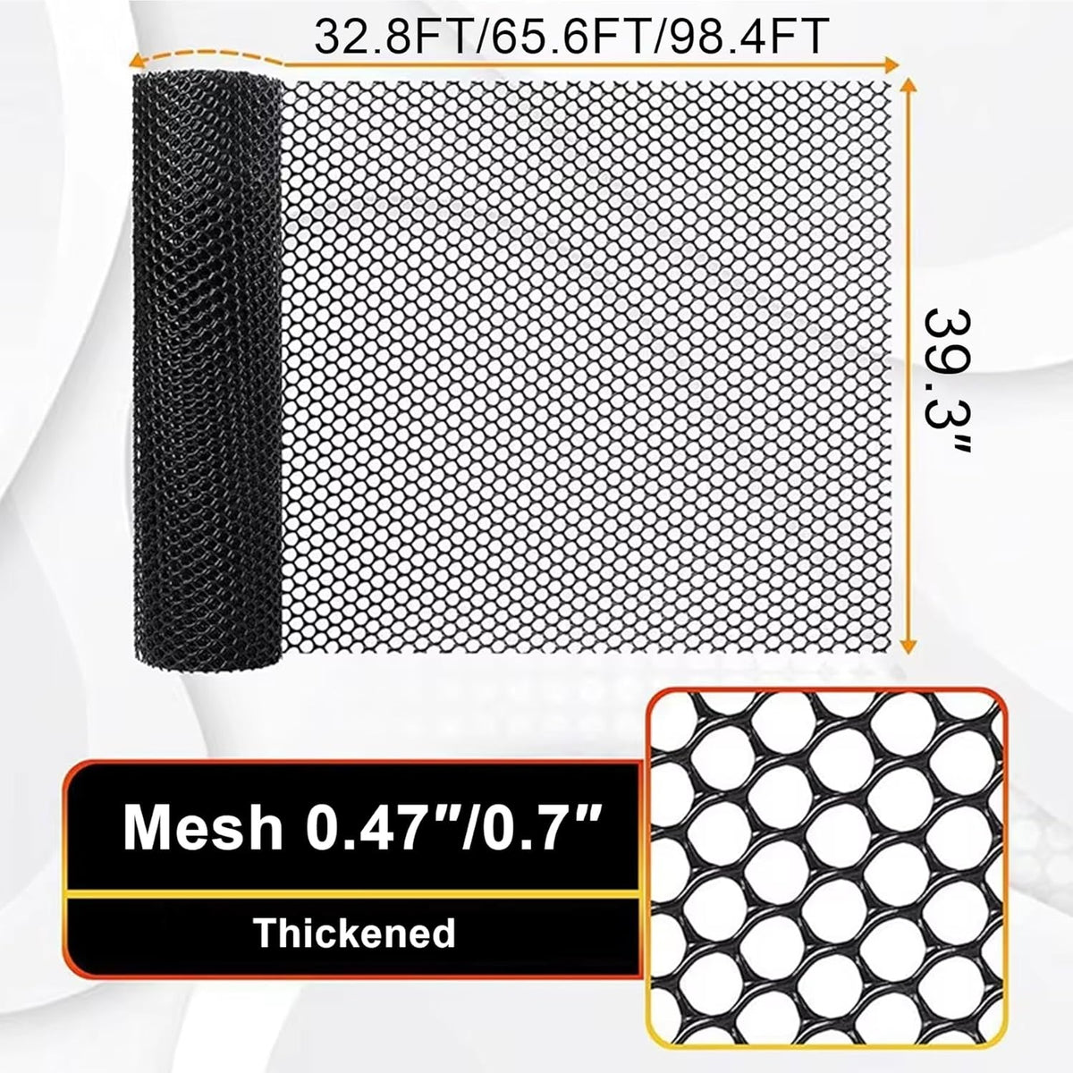 Plastic Wire Mesh Fence, Black Safety Fence Balcony Protection Net 39.3 Inch X 32.8FT Poultry Fence