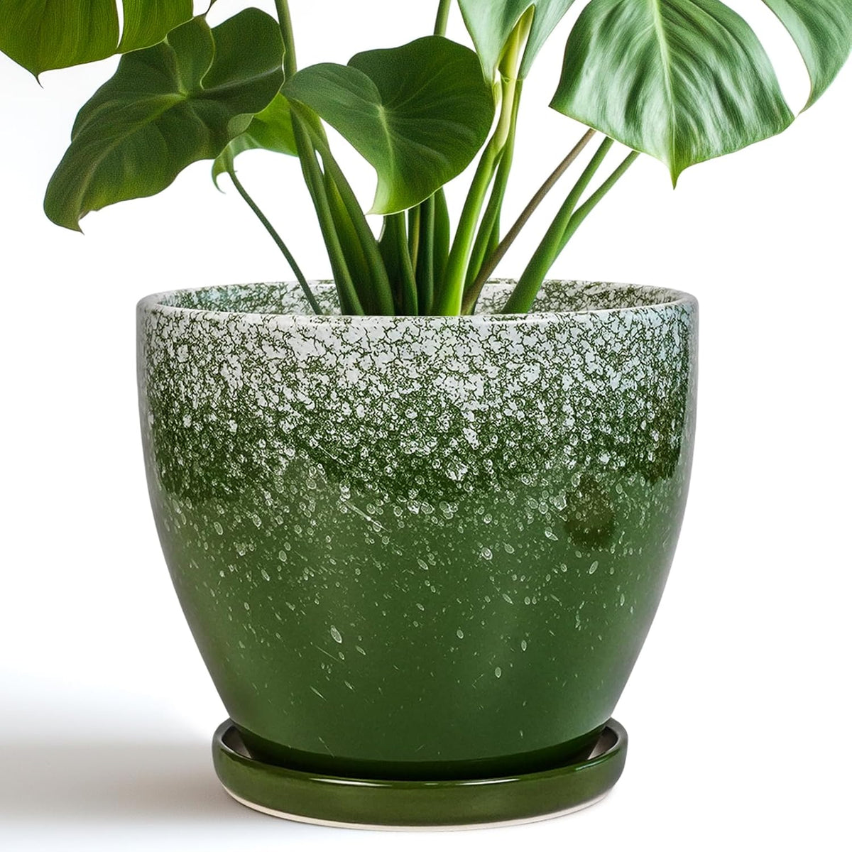 Ceramic Pots for Plants - 8 Inch Planter for Indoor Outdoor Plants, Round Planter, Large Flower Pot