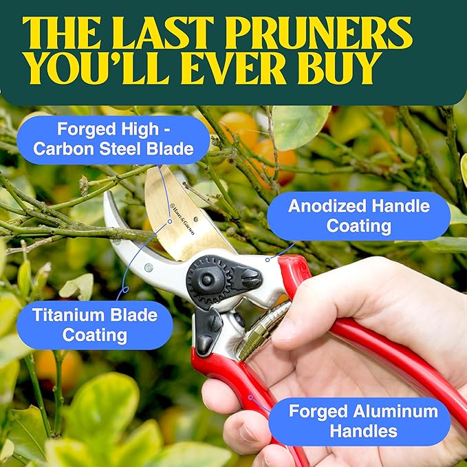 Haus & Garten ClassicPRO 8.5" Professional Premium Titanium Bypass Pruning Shears - Use As Pruners