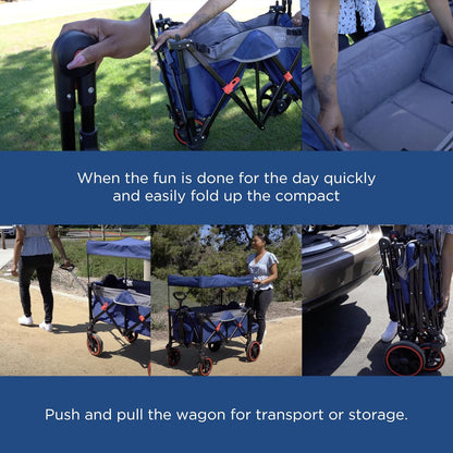 Creative Outdoor Push Pull All-Terrain Collapsible Folding Stroller Wagon for Kids, 150lbs Weight