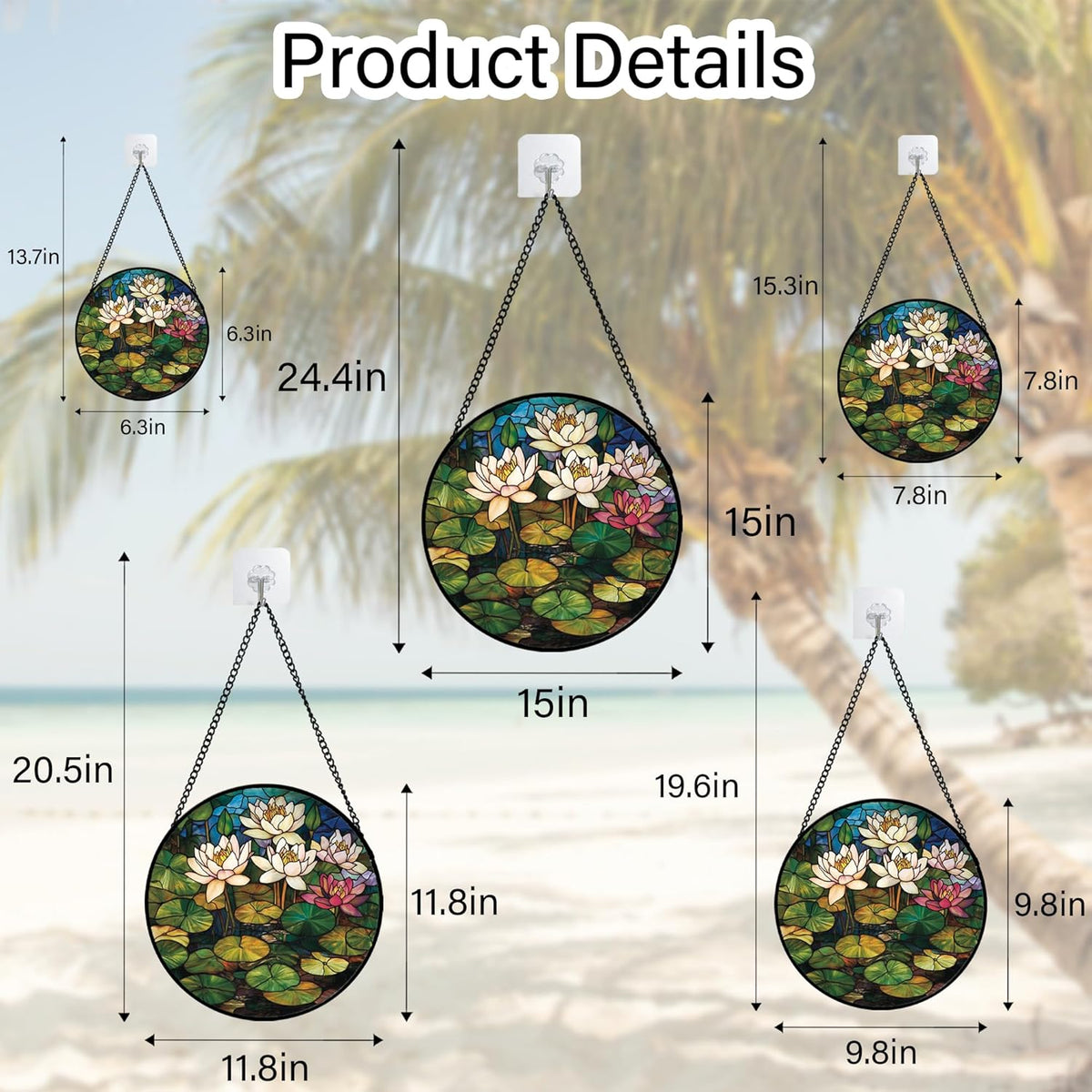 Stained Glass Window Hanging - Water Lily Birth Flower Suncatcher for Door Garden Retro Floral Sun