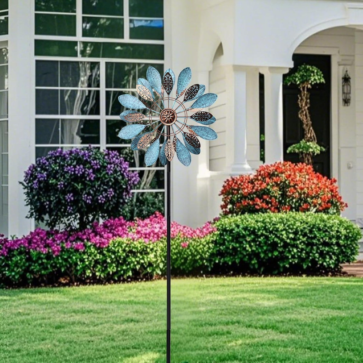 WONDER GARDEN Wind Spinners Outdoor - Metal Wind Spinner Windmill, 4.3 Ft Kinetic Wind Sculpture &