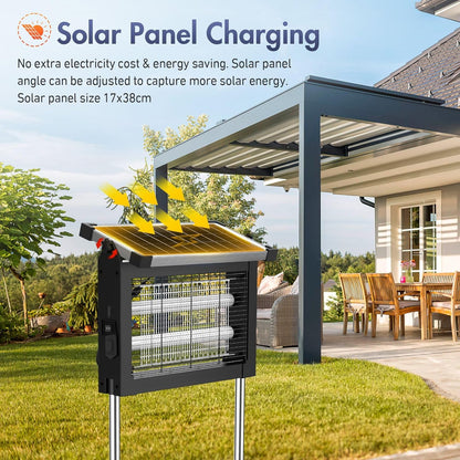 Solar Bug Zapper Outdoor, Jinyeda 4500V Rechargeable Mosquito Zapper 4000mAh Battery, Detachable