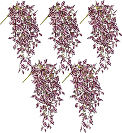 DILATATA Fake Hanging Plants Artificial Hanging Plants 22" Faux Wandering Jew Hanging Leaves Plant