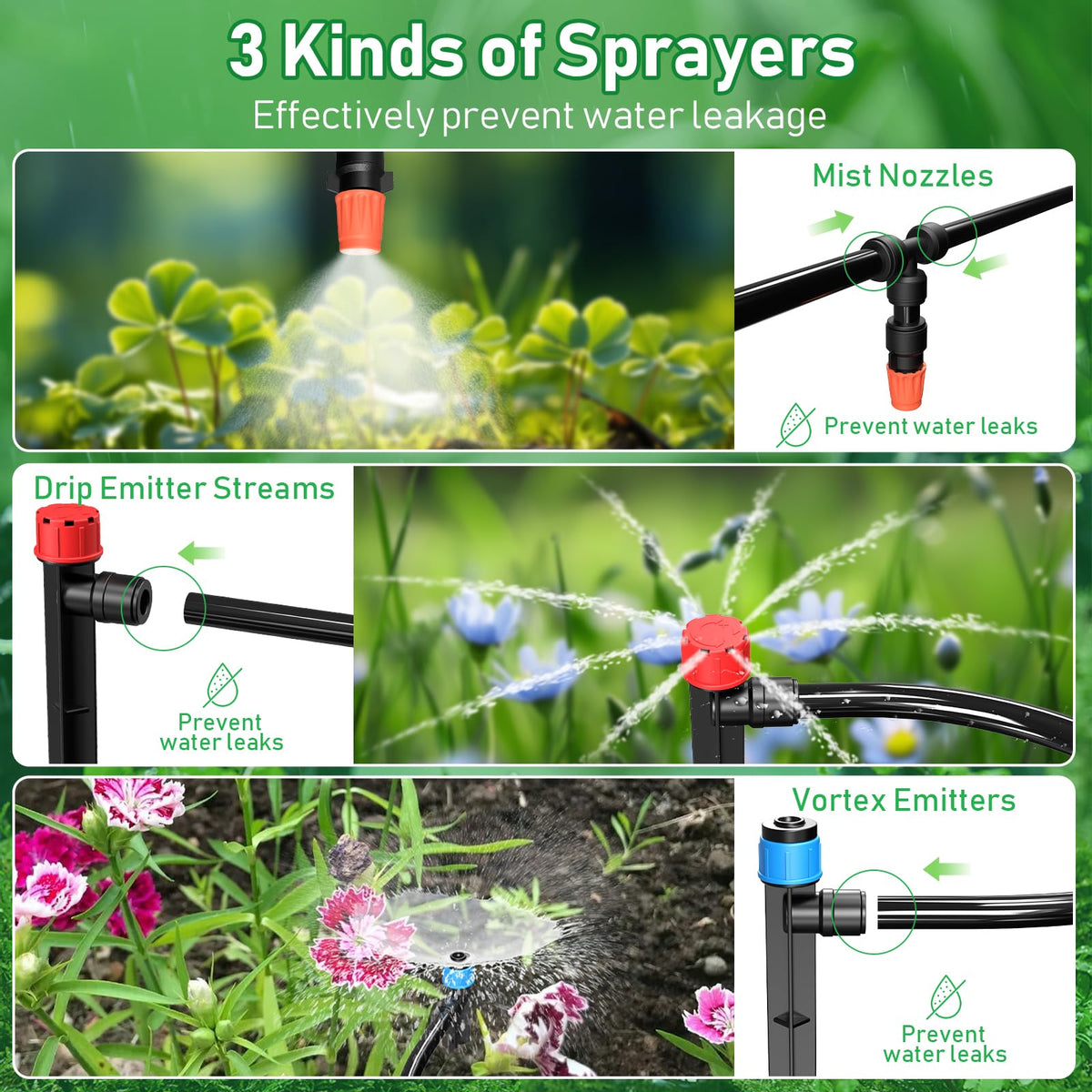246FT Drip Irrigation System, Automatic Drip Irrigation Kit with 1/2" Main Tube & 1/4" Branch