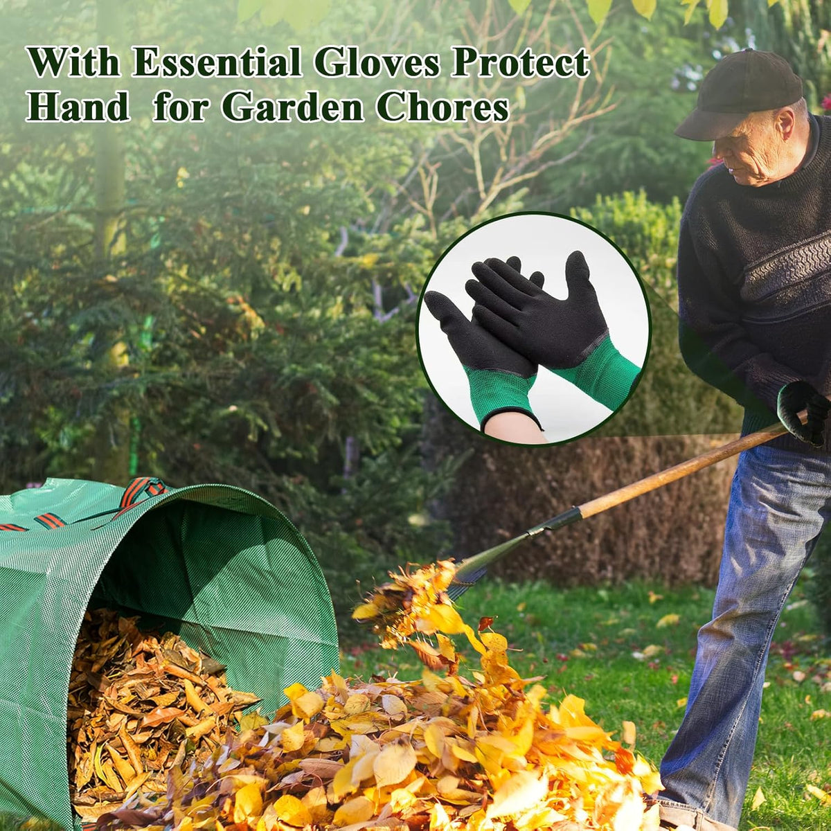 2 Pack 53 Gallons Reusable Yard Waste Bags,Heavy Duty Lawn and Leaf Bags,Dustpan-Type Garden Bag