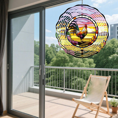 Metal Wind Spinner Outdoor Rooster Decorations Hanging, Festive Gifts for Women Mom Grandma, 25cm/