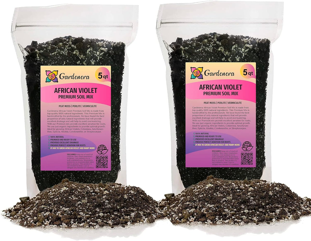 Premium African Violets and Gesneriad Premium Soil Mix by Gardenera - 10 Quart - Horticultural