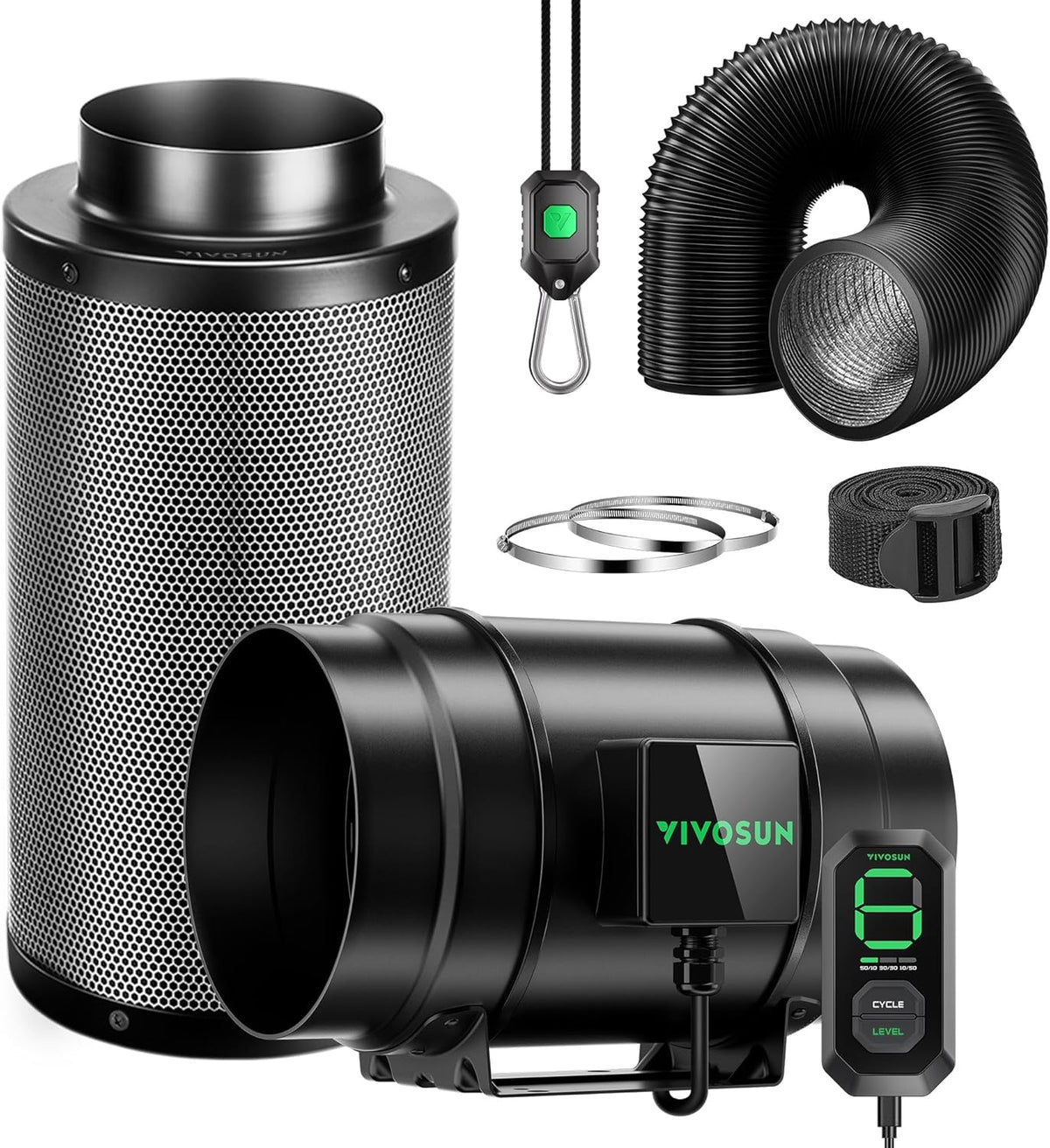 VIVOSUN Smart Air Filtration G8 Kit 8", AeroZesh G8 Inline Duct Fan with E12 Speed Controller