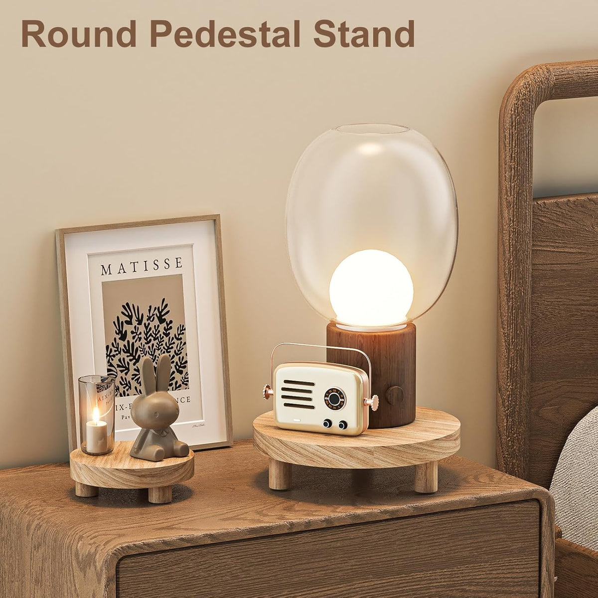 Wood Plant Stand Indoor Outdoor, 12/10/8/6" Round Wood Riser for Decor, Wooden Stool Display Stand