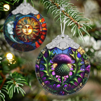 Scottish Thistle Stained Glass Orament - Christmas Ornament - Christmas Decorations for Tree