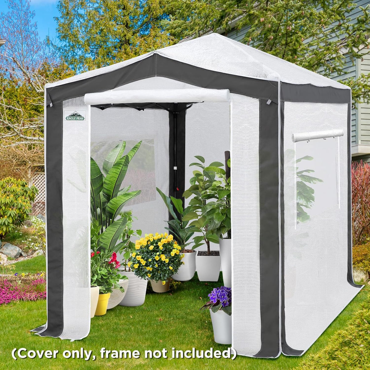 EAGLE PEAK Replacement Cover for 8x6 Pop up Greenhouse with Polyester Reinforced Corners, Front and