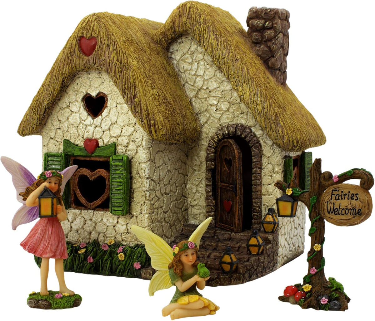 PRETMANNS Fairy House Kit - Fairy Garden Accessories for Outdoor Miniature Village Decor, with