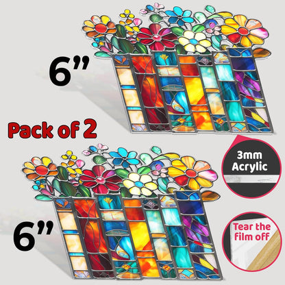 2 Bookaholic Suncatchers, Mountain and Flower Book Acrylic Ornaments Window Hanging, Bookish