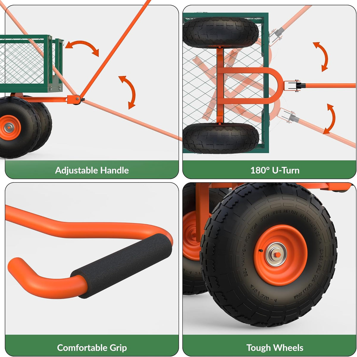 Versatile Garden Cart for Lawn and Yard with Heavy Duty Steel, 900 Lbs Capacity Mesh Steel Garden