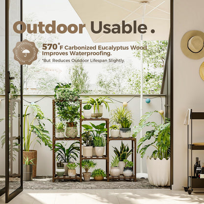 Bamworld Plant Stand Indoor Plant Shelf Outdoor Wood Plant Rack