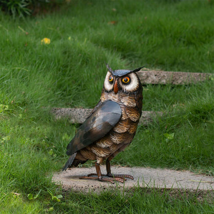 Natelf Garden Owl Sculptures & Statues, Standing Metal Bird Yard Art Sculpture for Patio Backyard