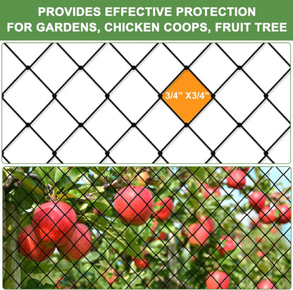 Heavy Duty Garden Netting - 100'x100' Poultry Netting for Chicken Coop, 3/4 Inch Mesh, Protects