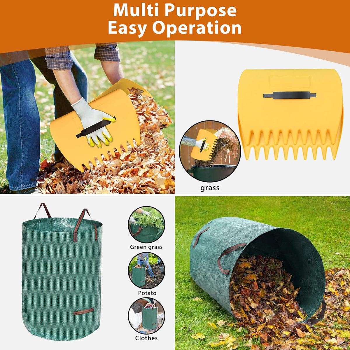 Rake for Leaves: Large 18" Wide Metal Leaf Rake, 65” Long Handle,25 Tines,Heavy Duty Graden Rakes