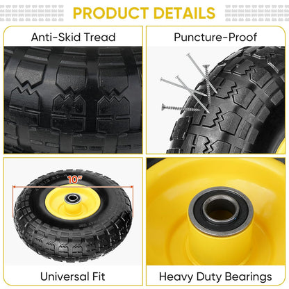 TICONN 4.00-6 Tire and Wheel Flat Free, 2 Pack 13" Solid Tires with 5/8" Axle Bore Hole and Double