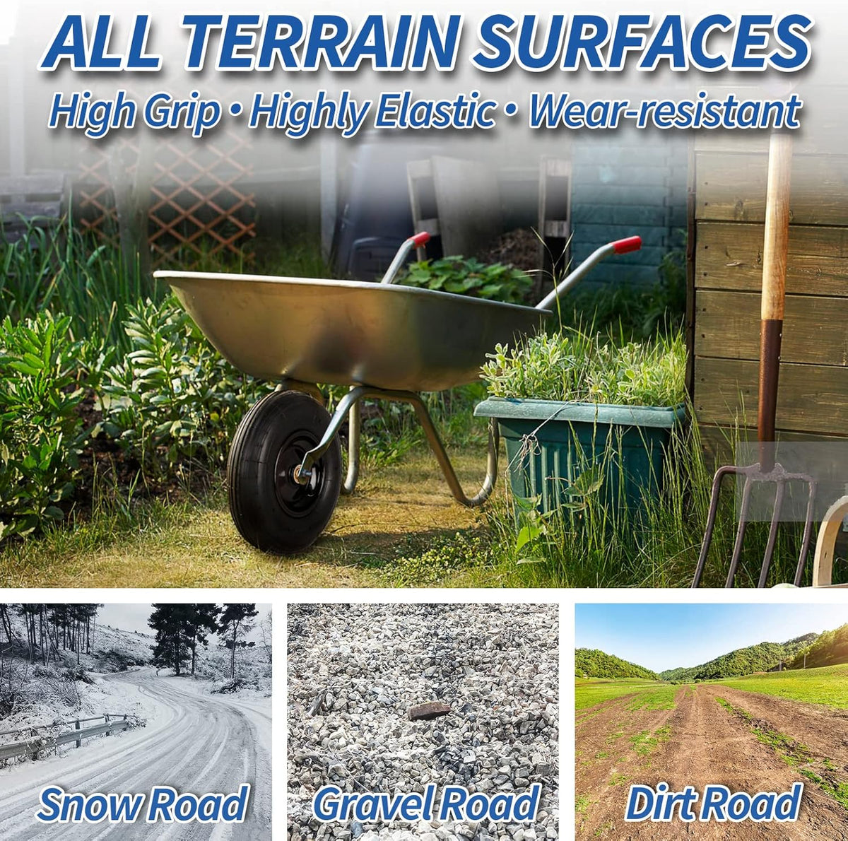 4.00-6 Tire and Wheel, 13" Wheelbarrow Pneumatic Tire, 5/8" & 3/4" Bearings, 1.75-6" Centered