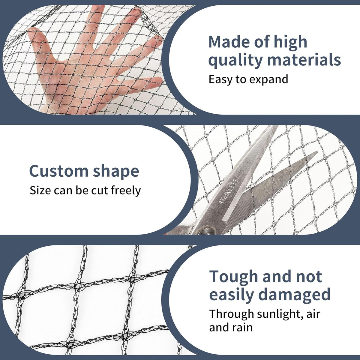 Garden Netting, 15ft x 30ft Black Bird Netting Heavy Duty,Rabbit,Large Bees,Squirrels