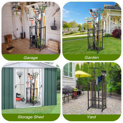 Garden Tool Organizer, Garage Tool Organizer & Garage Organization, Heavy Duty Steel Tool Storage