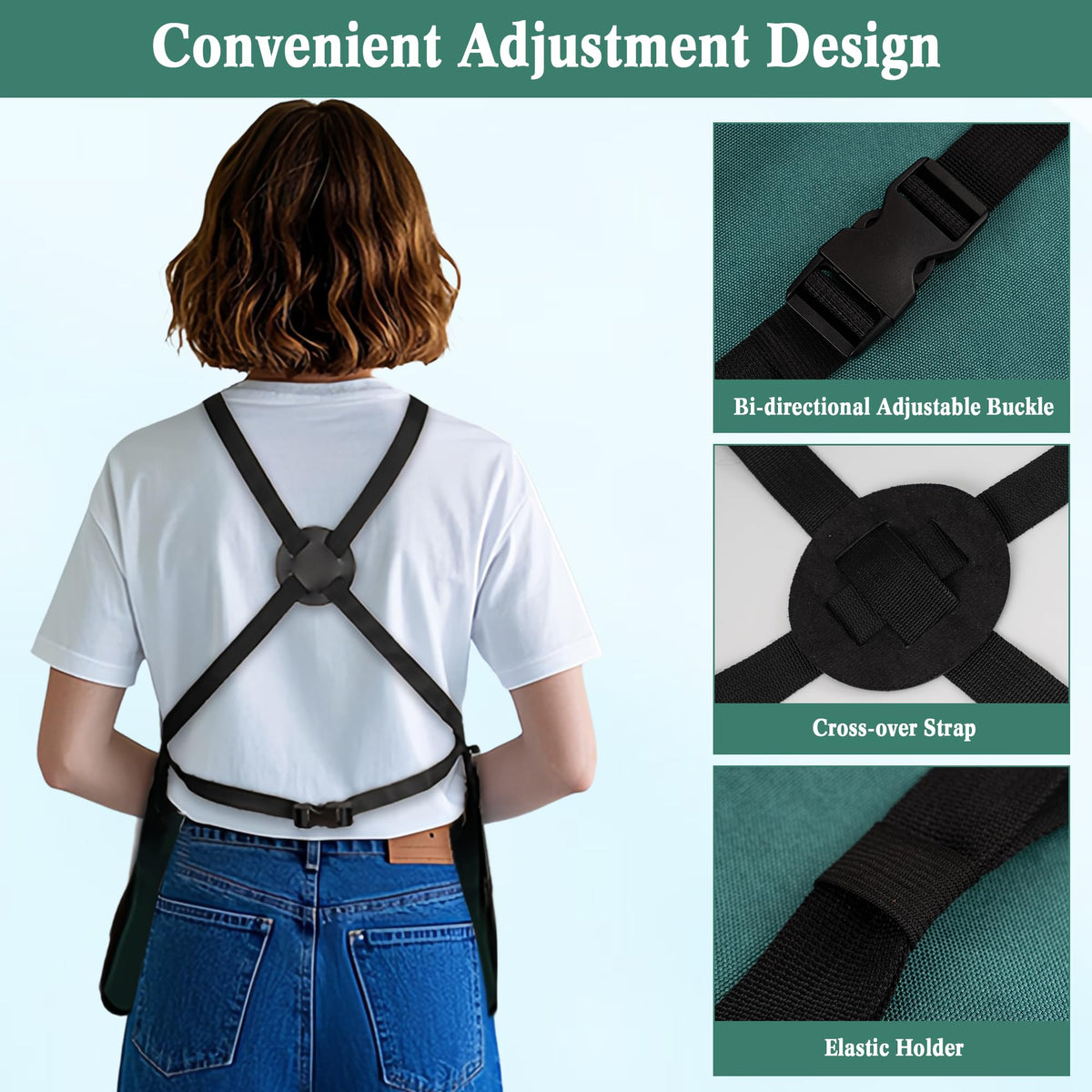 LUCKIPLUS Gardening Apron, Garden Apron for Women with Pockets, Waterproof 600D Heavy Duty Cross