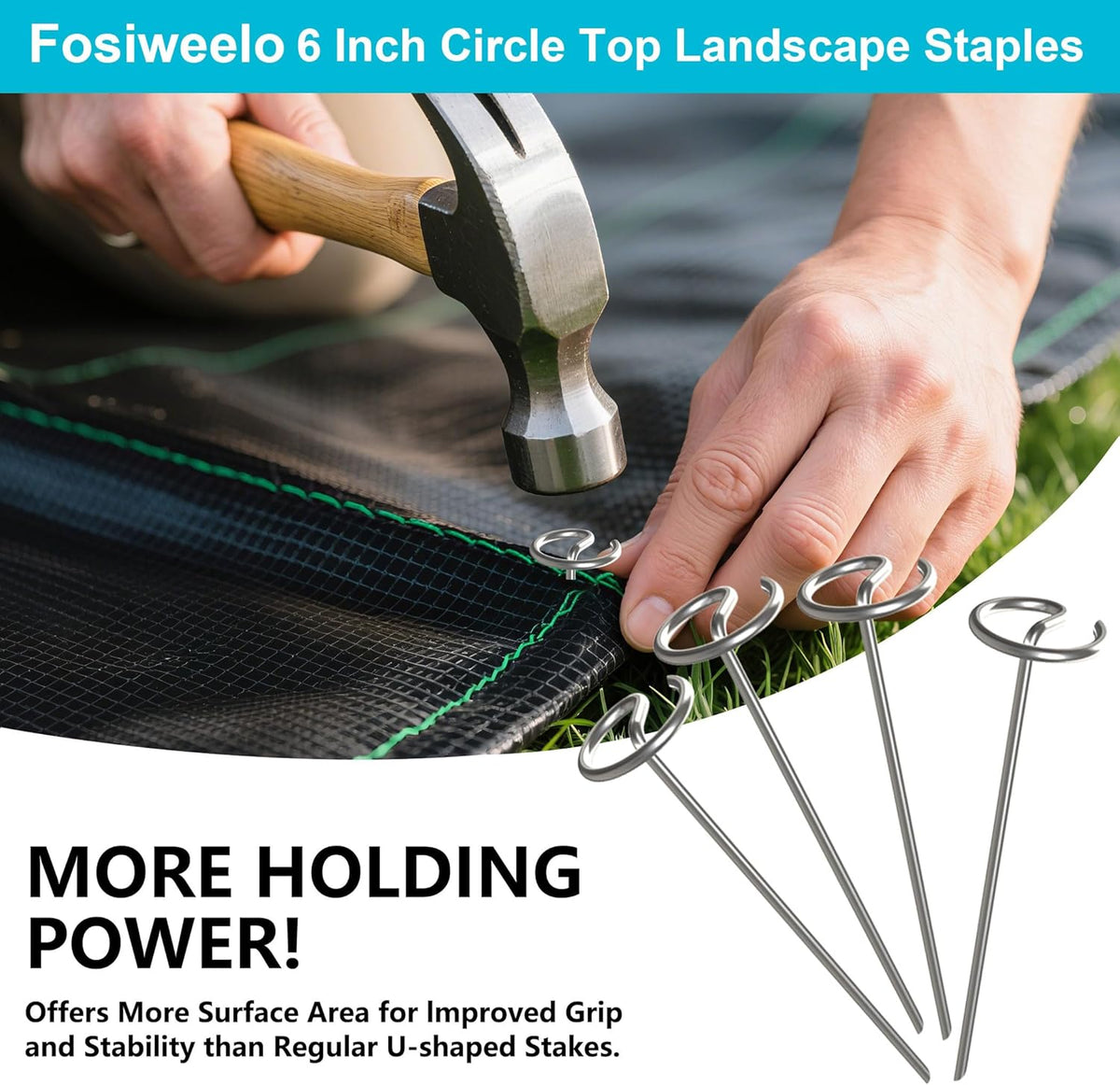 Landscape Fabric Stake, 6-inch Galvanized Round Head Landscape Nail Steel Anti Bending Weed Barrier