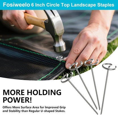 Landscape Fabric Stake, 6-inch Galvanized Round Head Landscape Nail Steel Anti Bending Weed Barrier