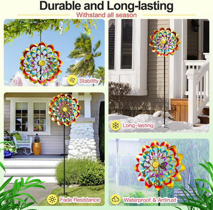 Garden Wind Spinners Outdoor Large Metal, 84'' Yard Art Wind Sculptures & Spinners, Windmills Gifts