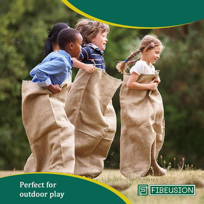 Heavy Duty Reusable Burlap Sacks (Set of 6) – 24" X 40" Perfect Sack Race Bags for Adults and Kids