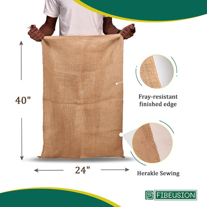 Heavy Duty Reusable Burlap Sacks (Set of 6) – 24" X 40" Perfect Sack Race Bags for Adults and Kids