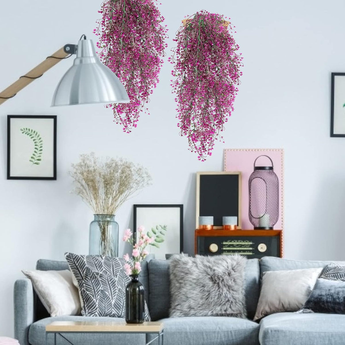 RECUTMS Artificial Hanging Plants Fake Hanging Vines Boston Fern Greenery Hanging Wall Plants for