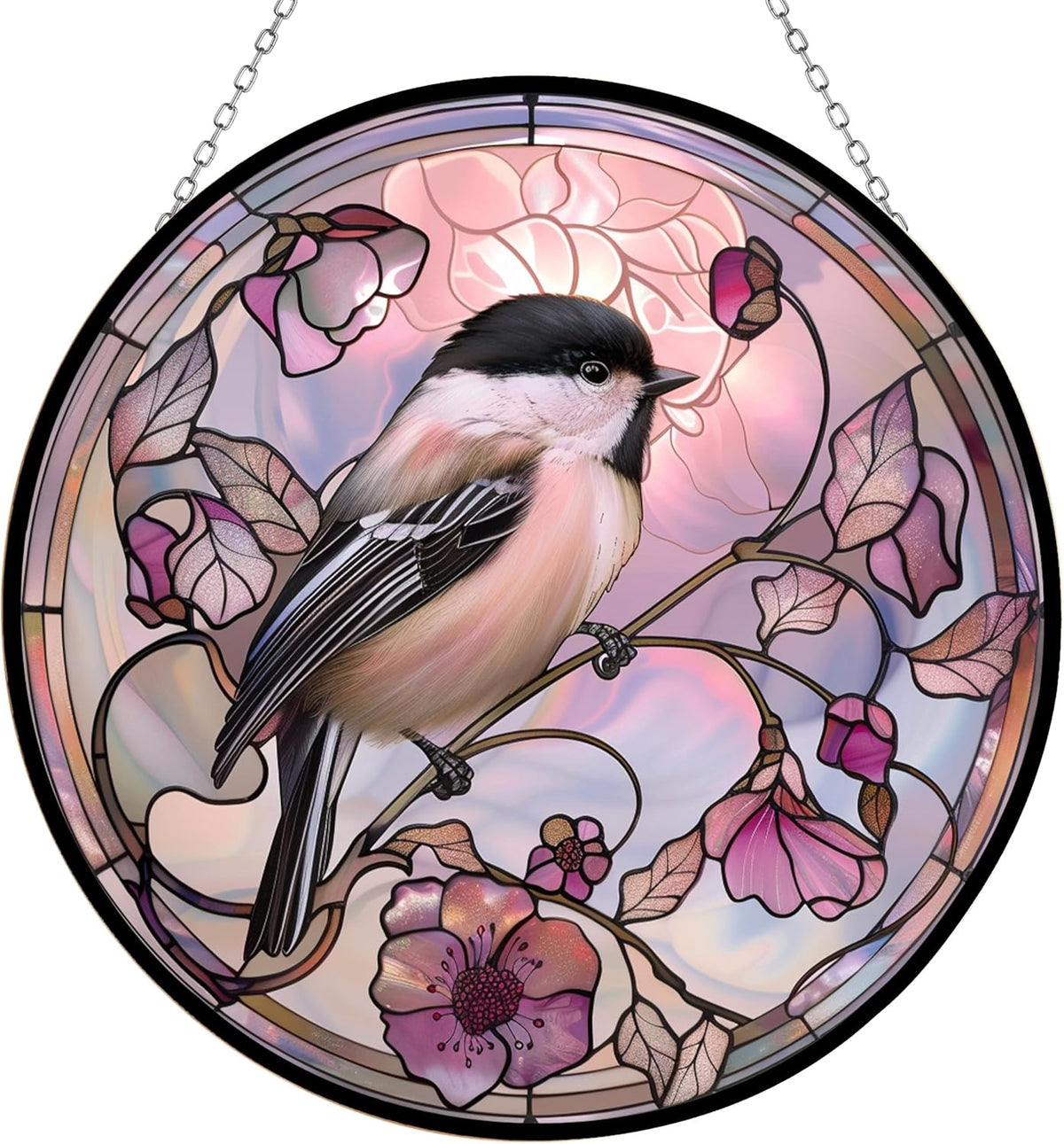 Easter Chickadee Stained Glass Suncatcher by Clare Donovan Window Hangings, Suncatchers Colorful