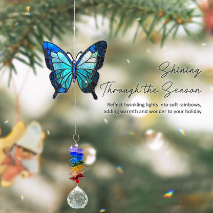 1 Layered Ornament Suncatcher - Blue Butterfly - Home Garden Decor Birthday Gift for Family, Women