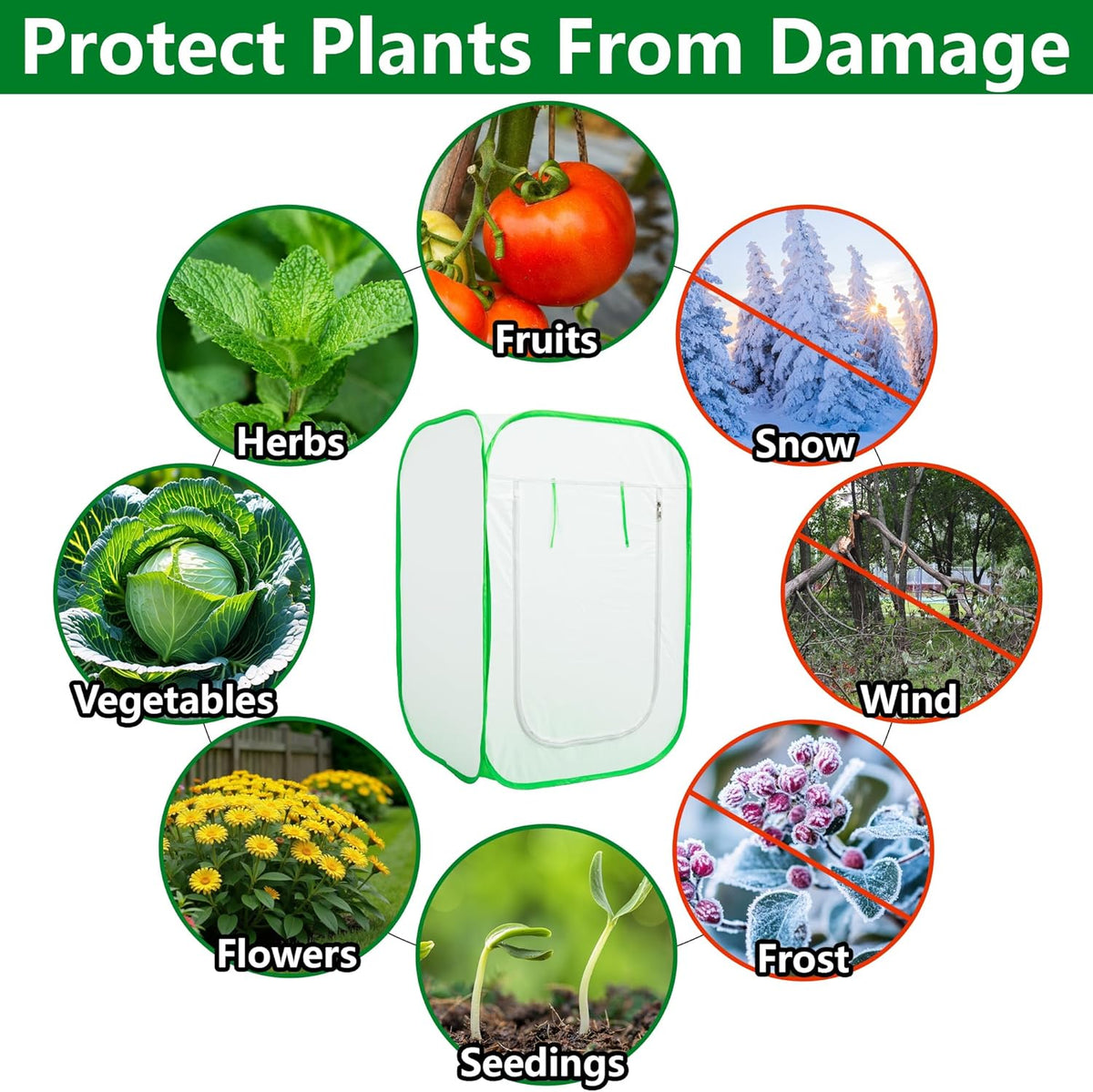 24 x 24 x 36 Inch Pop Up Winter Frost Plant Cover, Gardening Plants Freeze Protection Tent, Warm