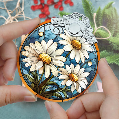 Stained Glass Christmas Ornament, Jocidea Daisy Christmas Decorations, Christmas Tree Ornament