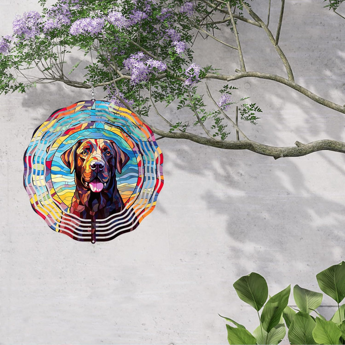 Labrador Retriever Wind Spinner Pet Dog Memorial Gifts 3D Metal Kinetic Hanging Wind Sculpture