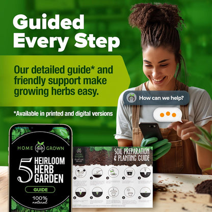 HOME GROWN Indoor Herb Garden Starter Kit - Christmas Gift for Gardeners - Complete 5 Herb Plant