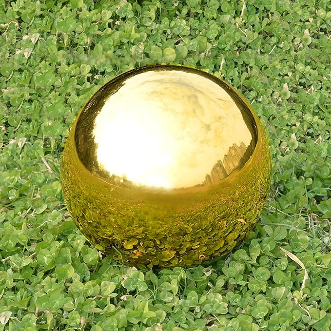 Nerien 6 Inch Gazing Ball, Stainless Steel Garden Mirror Globe, Polished Ornament Sphere, Hollow