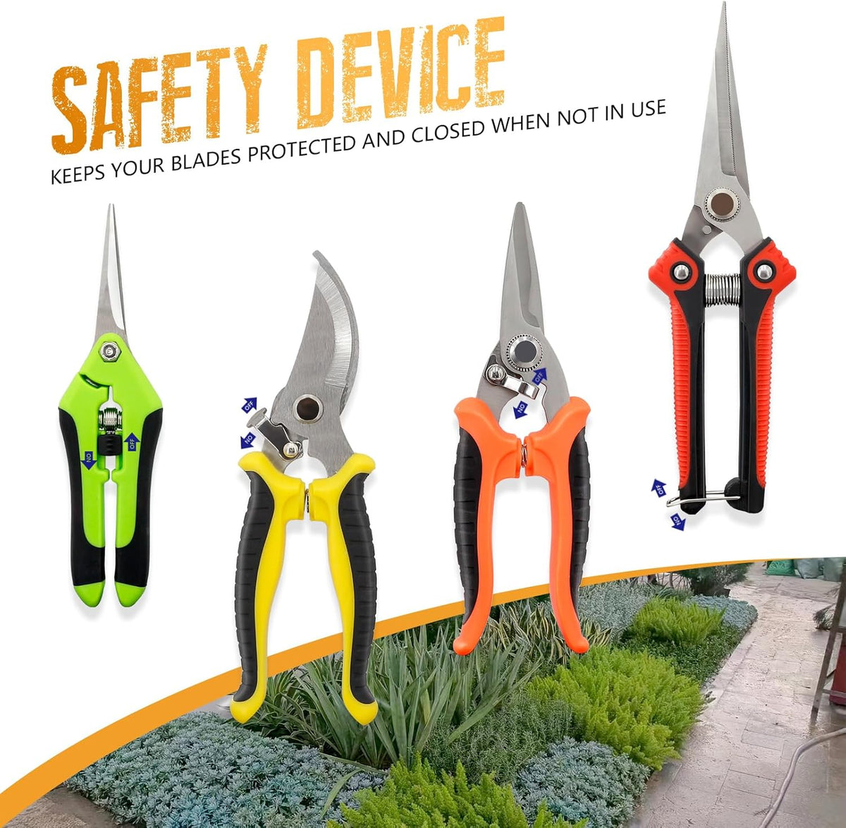 4 Pack Garden Pruning Shears Stainless Steel Clipper Kits, Handheld Garden Trimming Scissors with