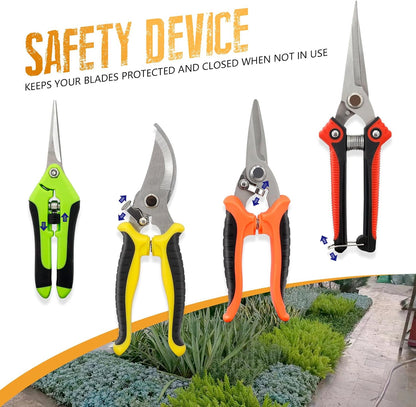 4 Pack Garden Pruning Shears Stainless Steel Clipper Kits, Handheld Garden Trimming Scissors with