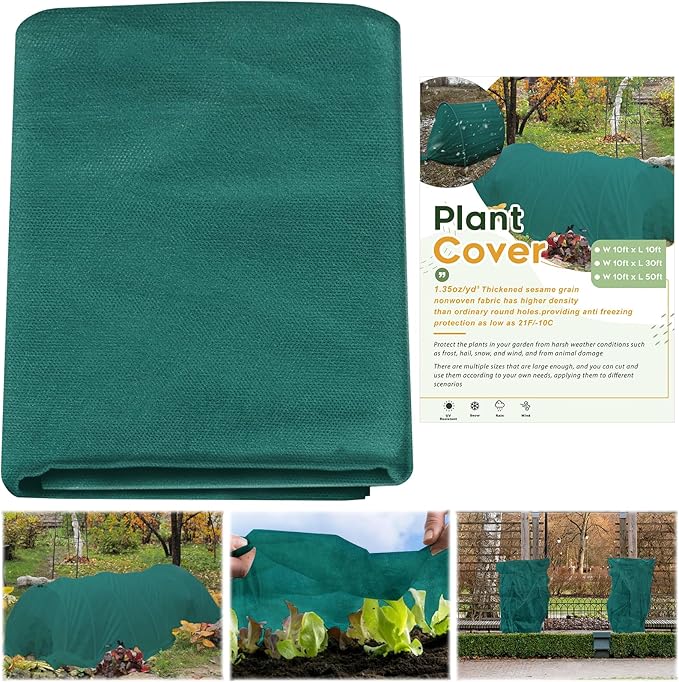 NNG 10x10ft Plant Covers Freeze Protection Frost Blankets 1.35oz/yd² Non-Woven Fabric Floating Row