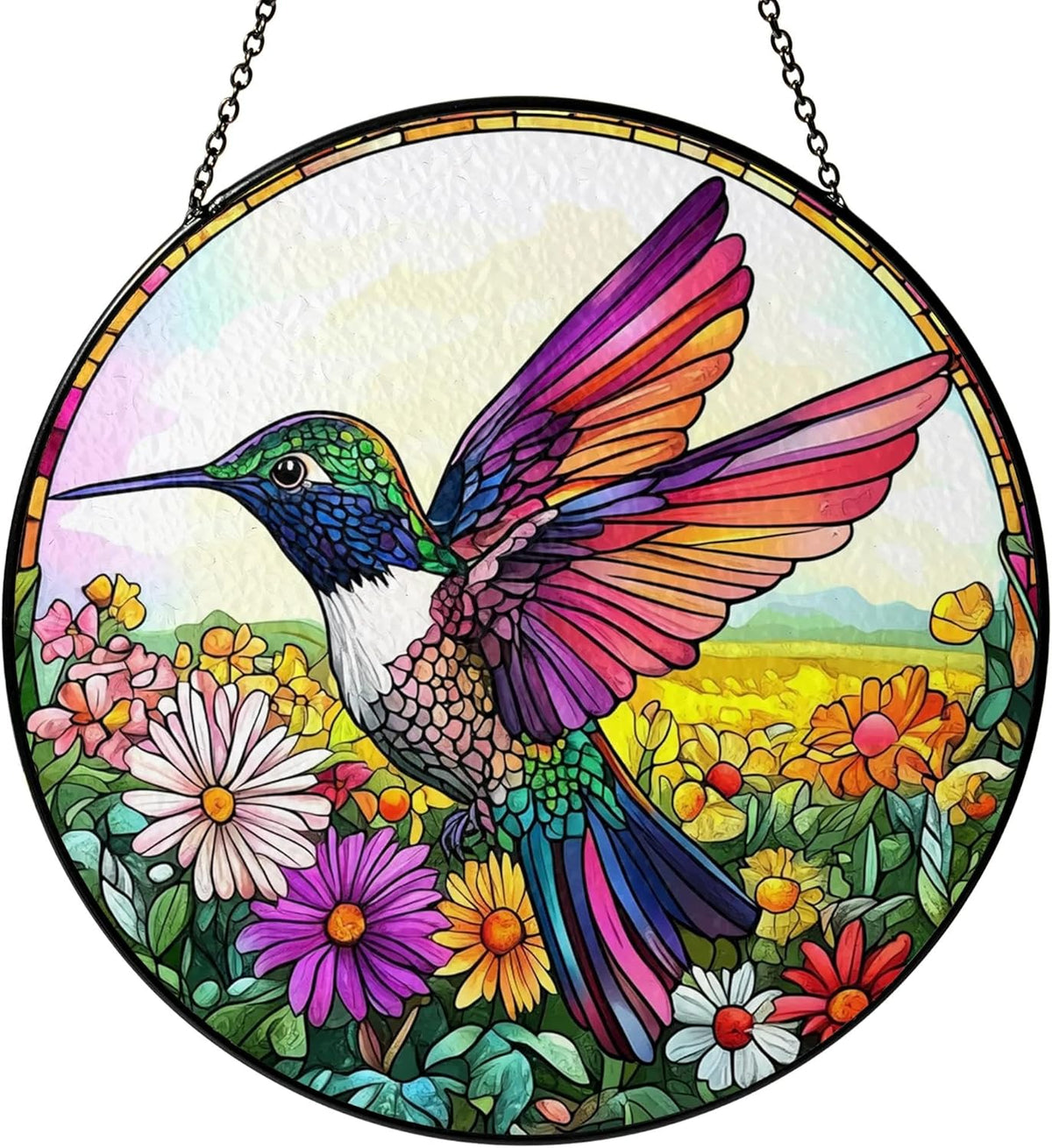 Hummingbird Suncatcher Stained Glass Window Hanging Decor - Hummingbird Gifts for Women, Birds